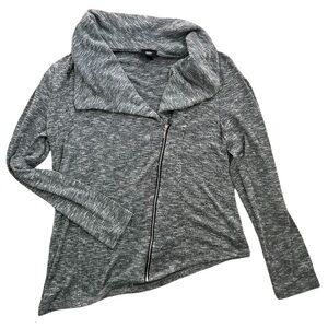 MOSSIMO Women’s Sweater Jacket Asymmetrical Moto Zip Long Sleeve Heather Gray XL